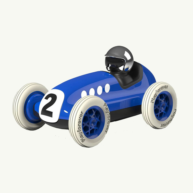 blue race car