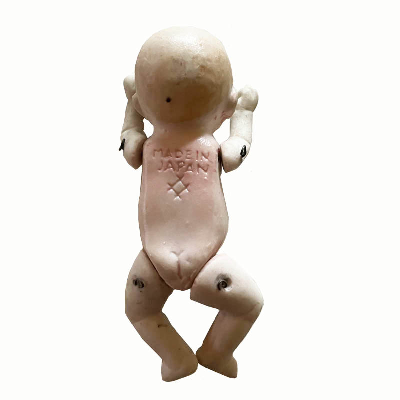 Vintage Bisque Jointed Baby Doll Japan back view